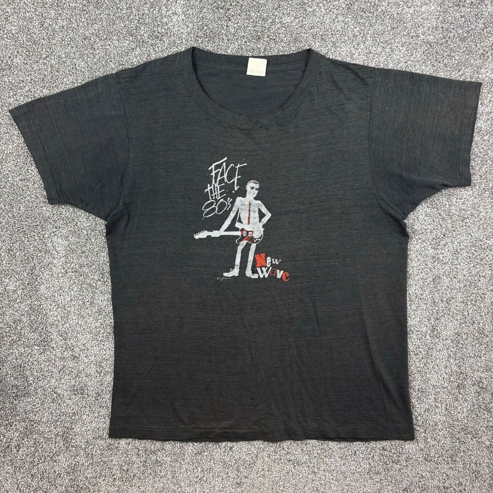 Vintage Face The 80s New Wave Shirt Mens Medium Faded Black Music Paper Thin